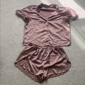 Abercrombie & Fitch Mauve Polka Dot Pajama Set